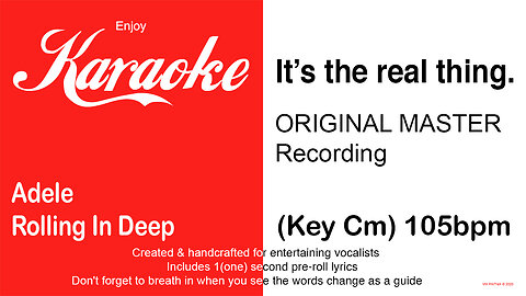 Adele - Rolling In Deep (Key Cm) 105bpm (2025) Karaoke