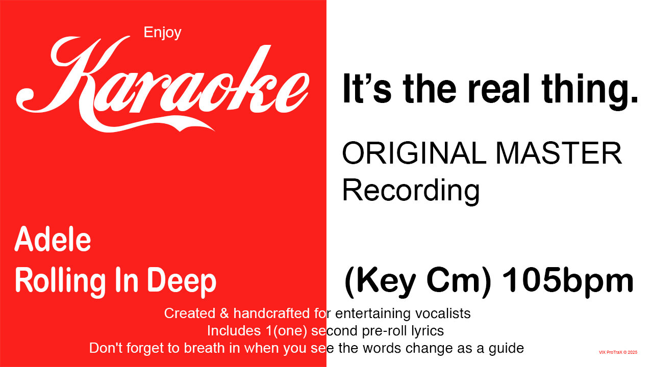 Adele - Rolling In Deep (Key Cm) 105bpm (2025) Karaoke