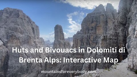 Huts and Bivouacs in Dolomiti di Brenta Alps: Interactive Map