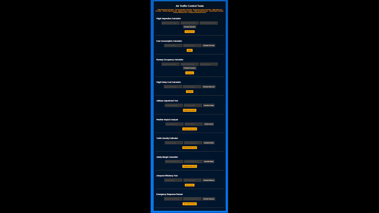 Advanced Air Traffic Control Tools – Precision Aviation Calculators & Safety Systems
