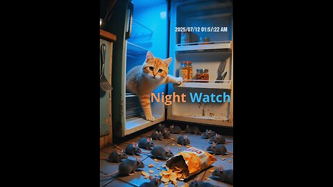 A cute kitten and a sneaky mouse steal a snack 🐱🐭🍿