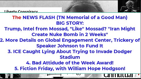 Liberty Conspiracy LIVE 6-20-25 Trump's Claims Re Iran Nukes, ICE Feds v. Dodgers, Fiction Fri!