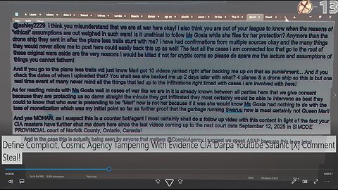Define Complicit, Cosmic Agency Tampering With Evidence CIA/DARPA/Youtube satanic [X] Comment Steal!