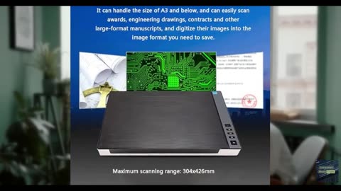 High Speed Flatbed Scanner, A3 Large Format Color Photo & Document Scanner with