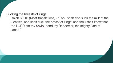 Sucking the breasts of Kings (Isaiah 60:16)