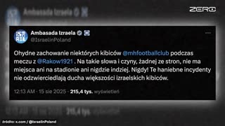 "Mordercy od 1939"- taki baner izraelscy kibice wywiesili na trybunach w czasie meczu