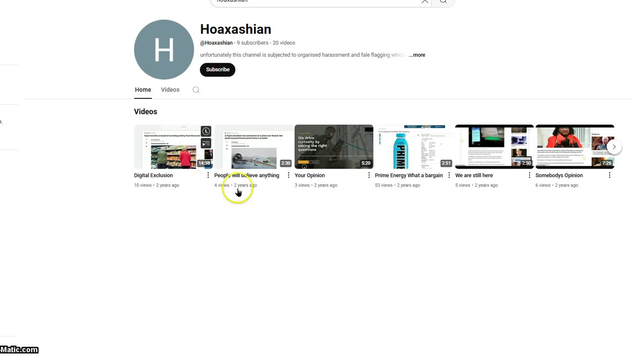 Dormant Youtube account NO VIEWS