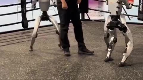 This boxing robot doesn't like being pushed.