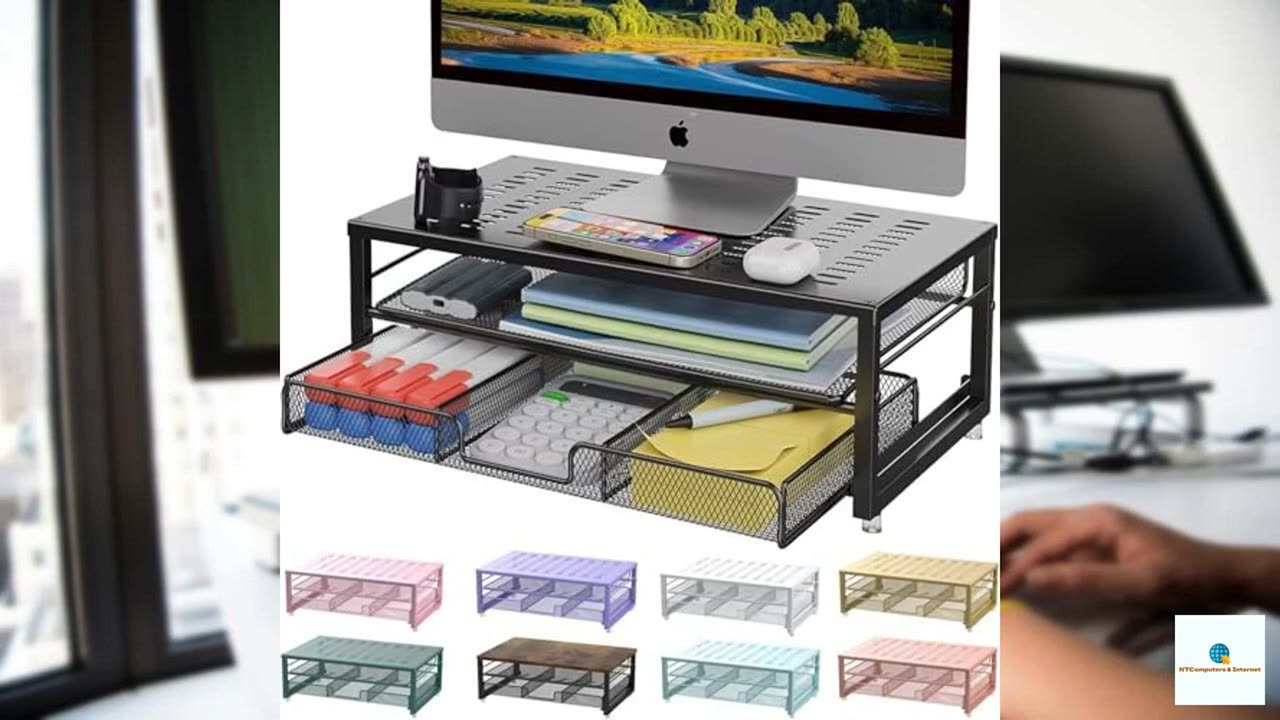 gianotter Computer Monitor Stand Riser, Desk Organizers and Accessories with Drawer, Offic