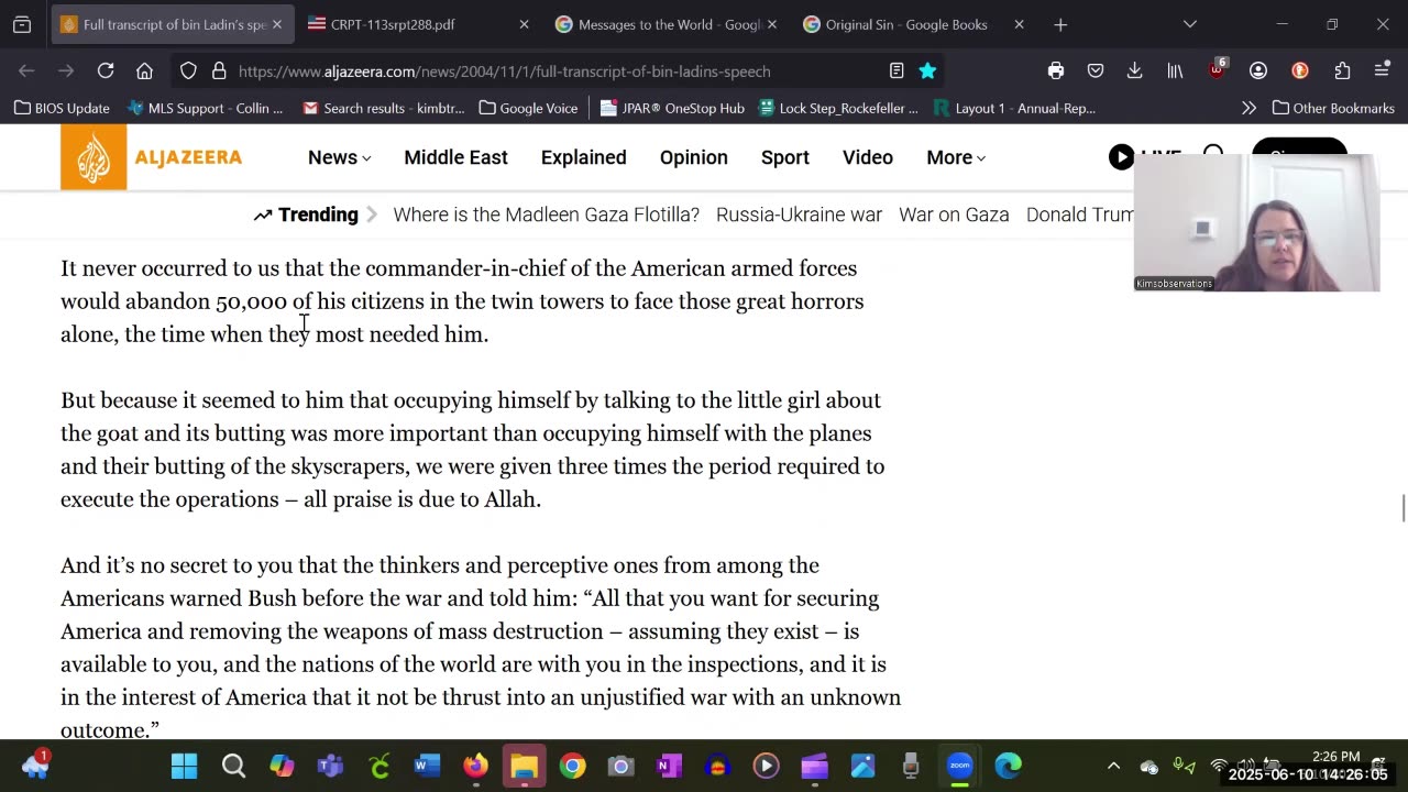 Usama Bin Ladin's speech with transcript