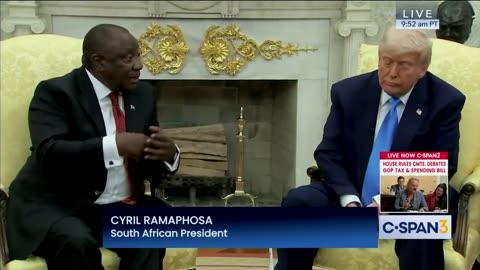 In the Oval Office, President Trump confronted South African President Cyril Ramaphosa's