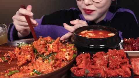 Bibimbap, Spicy Pork, Grilled Spam & Soft Tofu Stew Homemade Meal Mukbang ASMR