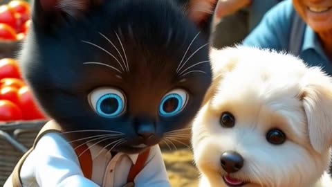 😺 Cute Cat Mochi and his friend Puppy Helped the Farmers in tomatoes Farm.🍅