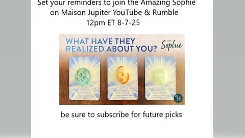 Set your reminders to join Amazing @Sophie Maison Jupiter 12pm ET 8-7-25
