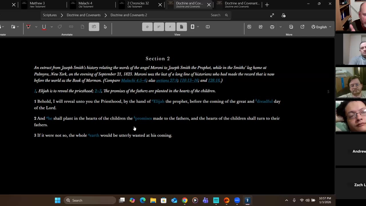 Scripture Study 2026-01-03 Elijah & D&C (LDS 69)(RLDS 69)
