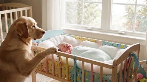 Labrador Rocks Newborn’s Cradle – Heartwarming Moment
