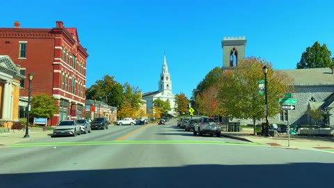 MIDDLEBURY Vermont USA - Driving and Walking in Town | 4K