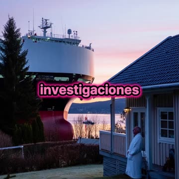 Buque de carga encallado en un jardín