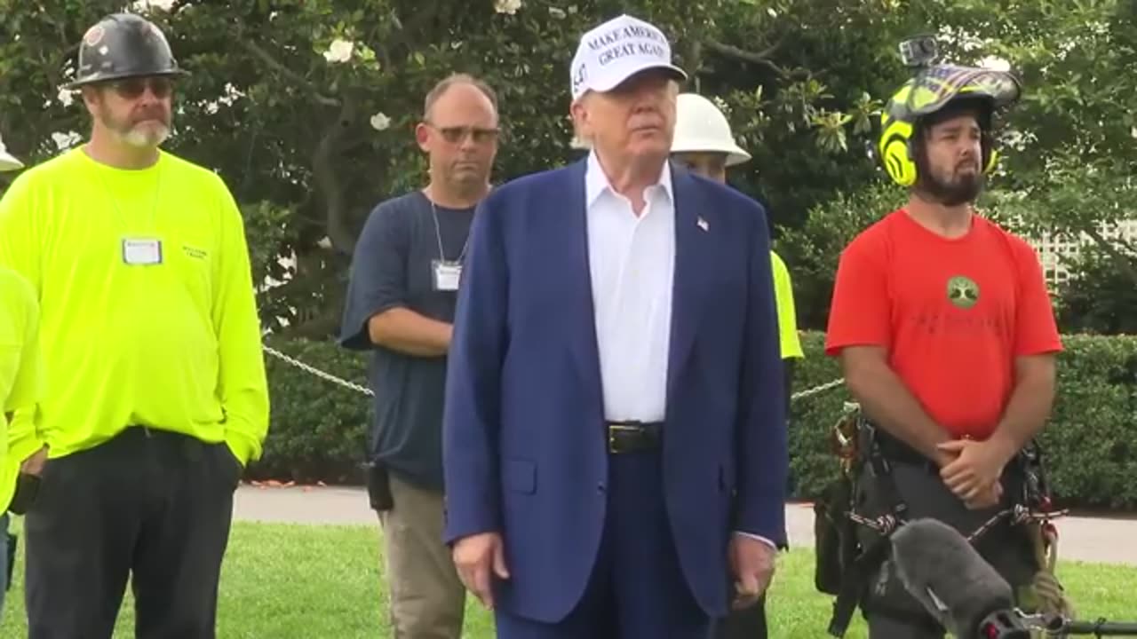 President Trump Participates in New Flagpole Installation on South Lawn
