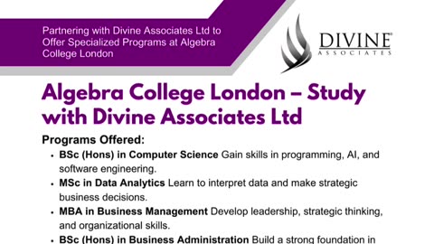 Shape Your Future with Algebra College London & Divine Associates Ltd