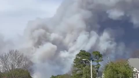 New Jersey Forest Fire Service is on scene of a wildfire burning at the