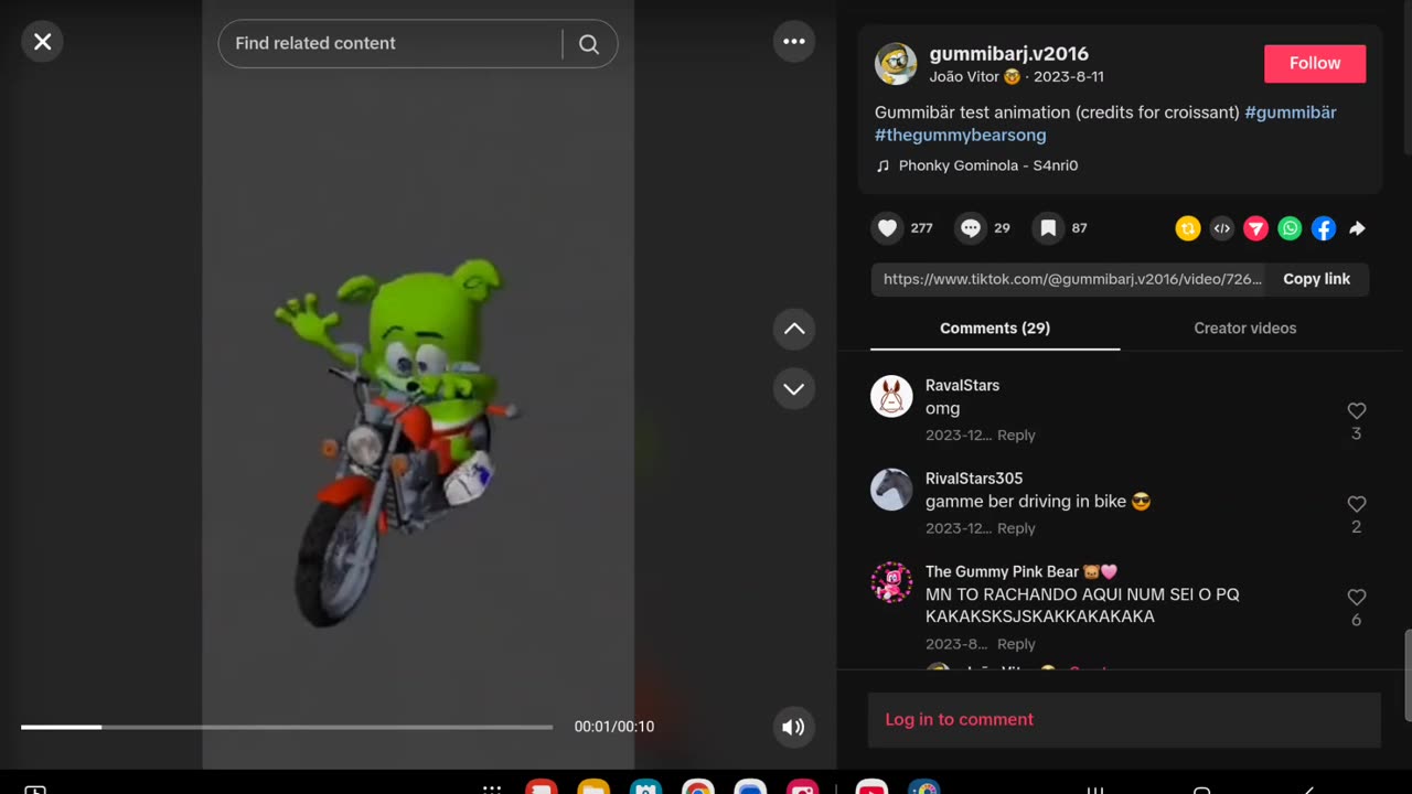 "I'm a gummy bear driving on my bike"