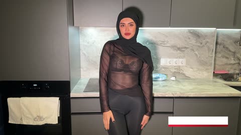 4K Kitchen Cleaning _ Sheer Hijab Outfit _ Satisfying _ Soft Routine _ Try On Haul #NUDE #NAKED