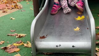 Baby Kayla & Big Sister Kiara Ride the Slide Together | Sibling Playground Fun