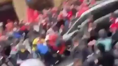 Another angle of man ramming pedestrians with car in Liverpool attack