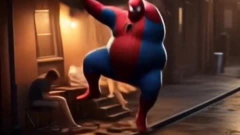 Fat Spiderman breaks balcony