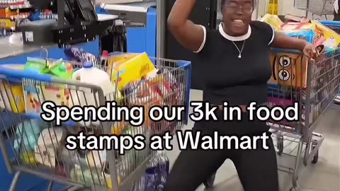 American woman celebrates going to Walmart and spending $3,000 on EBT Food Stamps