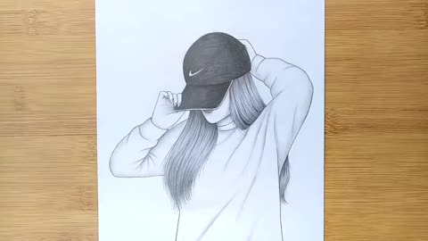 Hidden face drawing || How to draw a girl with cap || Pencil sketch ||