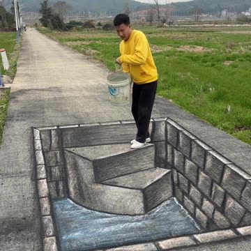 3D painting deep well on the road