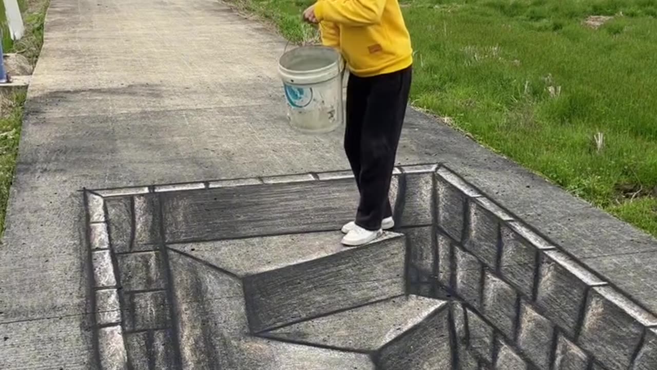 3D painting deep well on the road