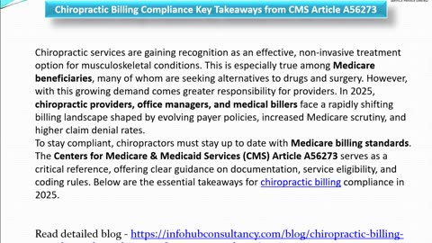 Chiropractic Billing Compliance: Key Takeaways from CMS Article A56273