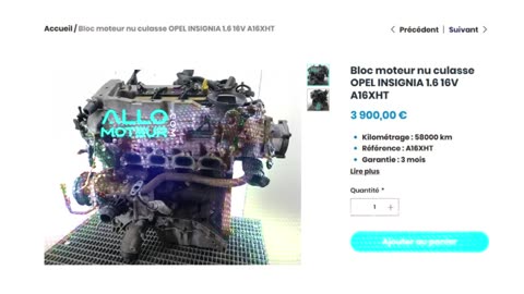 ALLOMOTEUR.COM - Bloc moteur nu culasse OPEL INSIGNIA 1.6 16V A16XHT