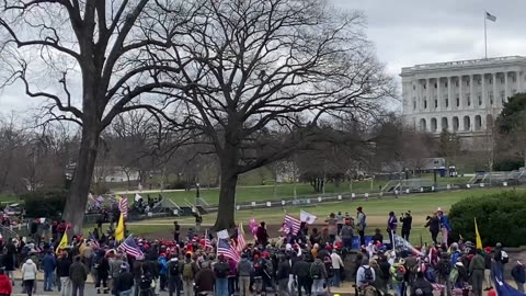 J6 Apx 12:52 pm Wide shot of the West side Capital Grounds Storming (Pre march)
