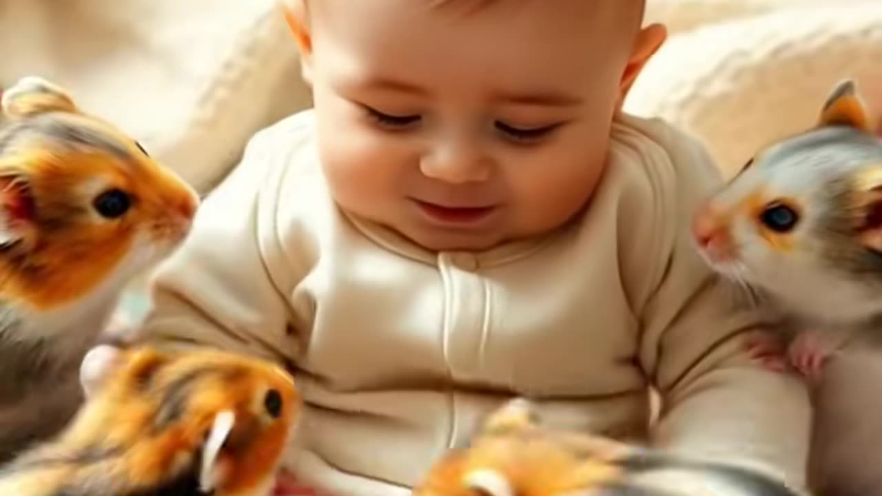 Cute baby with mouse