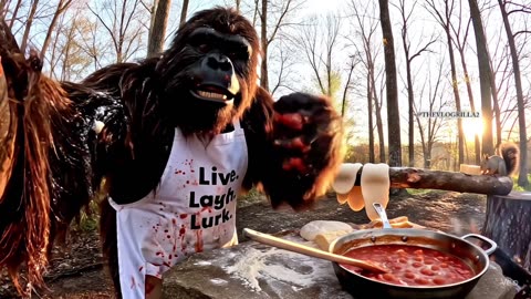 “POV: Bigfoot Makes Pizza in the Jungle 🍕😂 #MiniVlog”