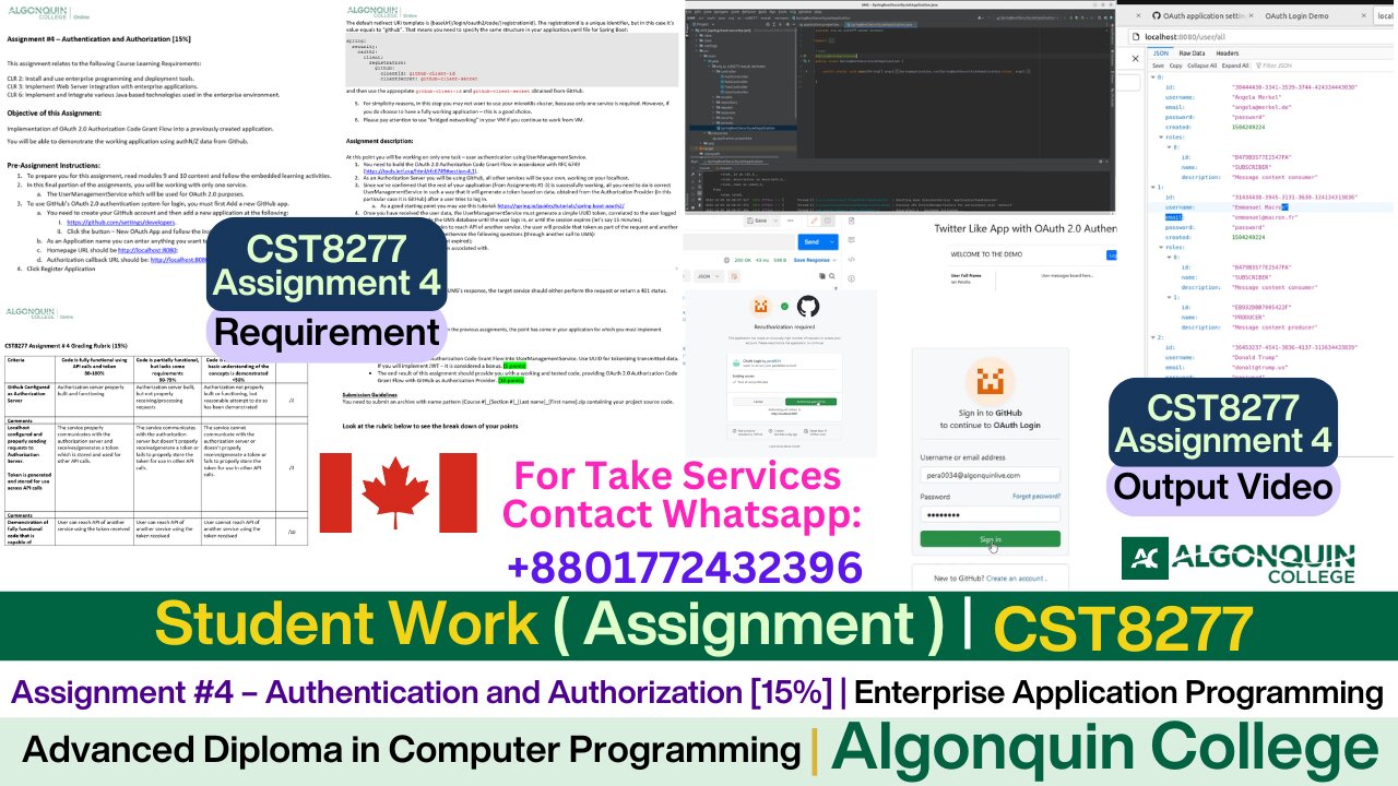 Client Work(Assignment )|CST8277 Assignment 4 Final OAuth 2.0 Integration | Java App|Algonquin