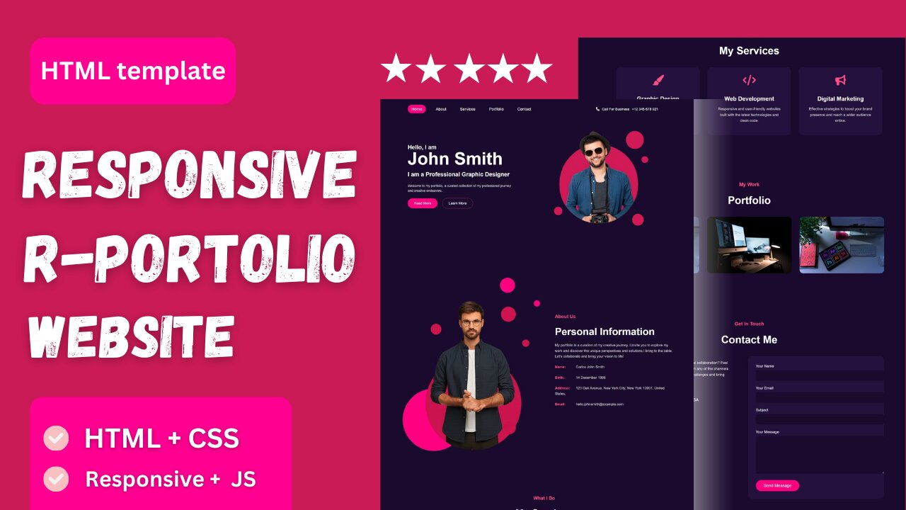 Personal Portfolio Website Design using HTML, CSS, and JavaScript