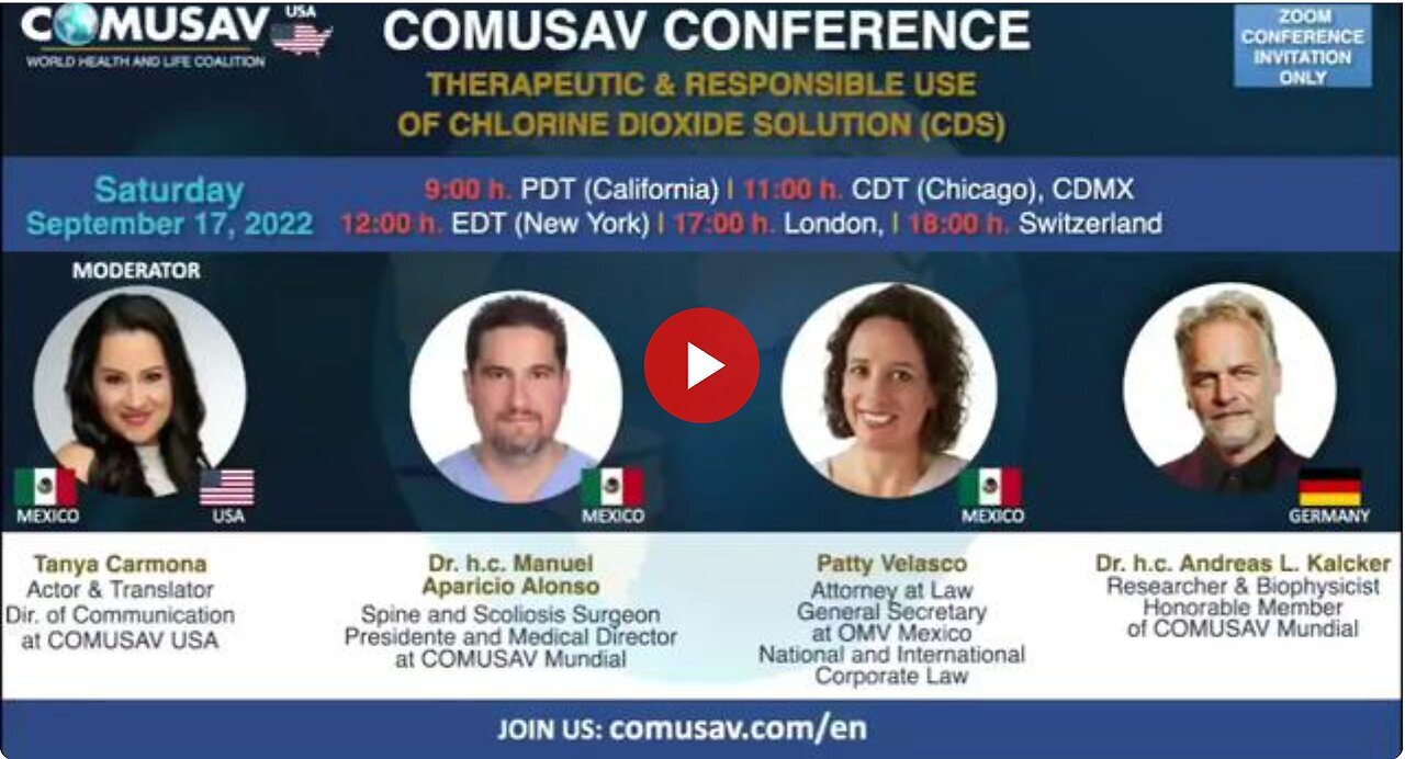 "Therapeutic Use and Legal Aspects of Chlorine Dioxide Solution: COMUSAV & Attorney Patty Velasco"