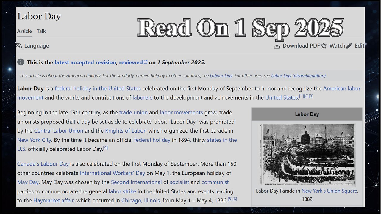 Labor Day - 1 September 2025