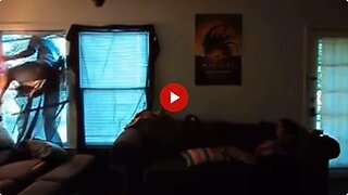 Don't do drugs or you may jump out a closed window like this dude.