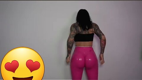 Latex leggings try on