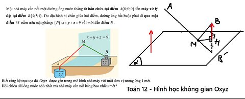 Một nhà máy cần nối một đường ống nước thẳng từ bồn chứa tại điểm A(0;0;0) đến máy xử lý