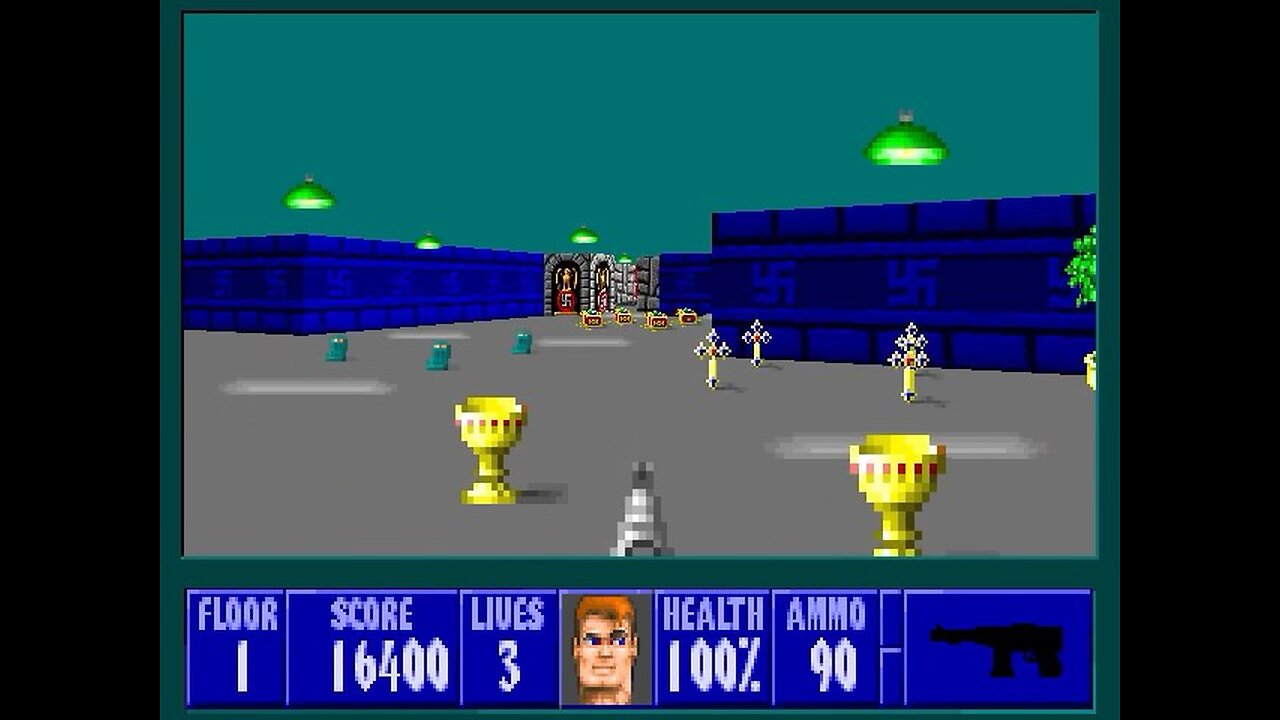 Wolfenstein 3D, DOS, 1992 - 100% Complete, Episode 5 Floor 1 (Trail of the Madman)