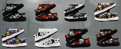 Gothic Skull Canvas Sneakers Unisex Lace-Up Punk Shoes