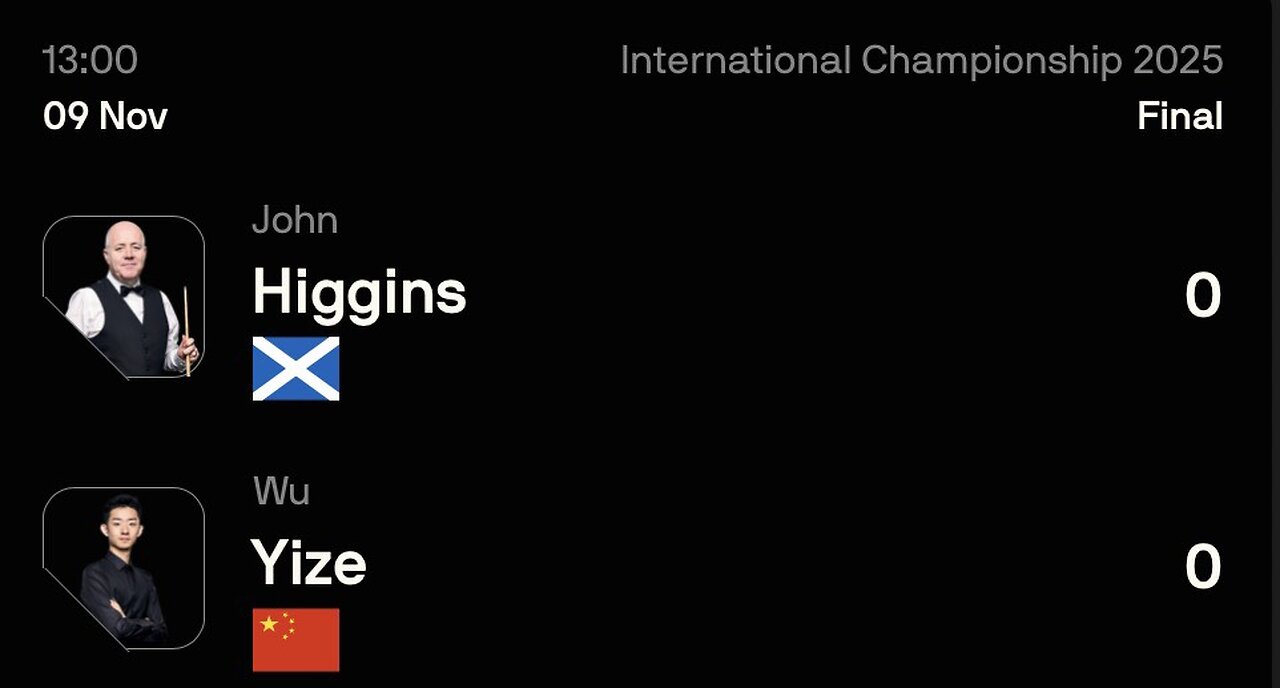 🔴 ถ่ายทอดสดสนุกเกอร์ 🏴󠁧󠁢󠁳󠁣󠁴󠁿จอห์น ฮิกกินส์ VS อู๋ อี้เจ๋อ 🇨🇳ศึก อินเตอร์เนชั่นแนล