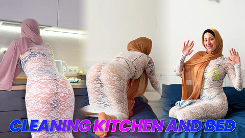 Cleaning kitchen and bed